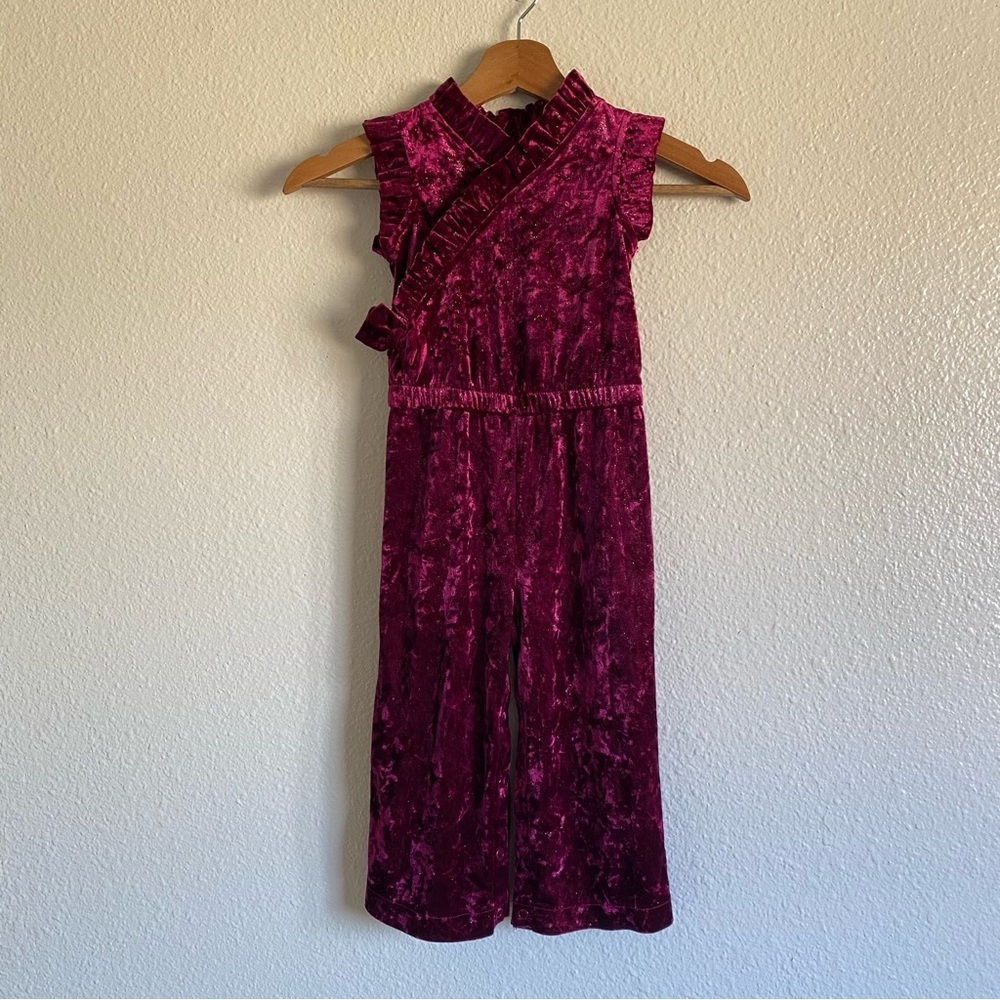 Genuine Kids by Oshkosh Velvet burgundy jumpsuit Size 2T